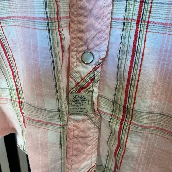 American Living Pink Plaid Shirt with Pearl Snap Buttons Sz Lg - Picture 4 of 6